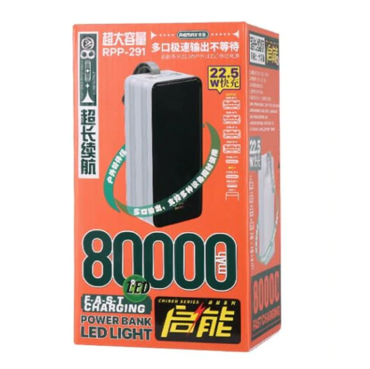 Внешний аккумулятор Power Bank REMAX RPP-291 (80000mAh), 22.5W, QC+PD