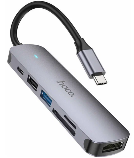 USB Hub HOCO HB28 6 in 1 (HDMI + PD + USB3.0 + USB2.0 + SD + TF)