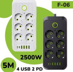 Сетевой удлинитель 5м F017 выход: 6EU, 4USB, 2PD  R53508