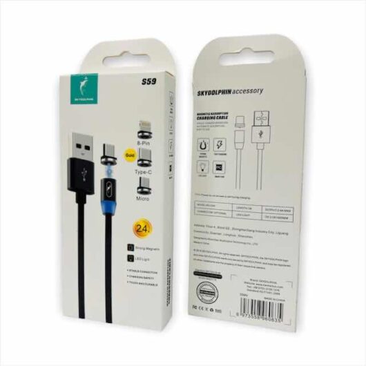 SKY Dolphin кабель S59L магнитный ligtning, type-c, micro тканевый 3в1 (от 10шт по 110₽)