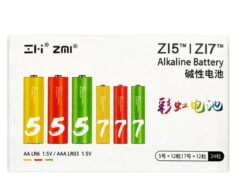Батарейки алкалиновые Xiaomi ZMI Rainbow ZI5-AA + ZI7-AAA по 12 штук (упаковка 24 штуки)