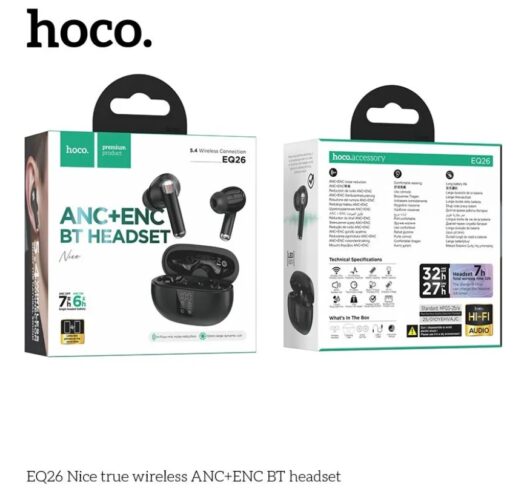 Беспроводные наушники Hoco EQ26 черные ANC+ENC