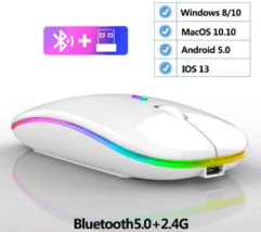 Мышка беспроводная Bluetooth HYD-K8 RGB R01175 белая