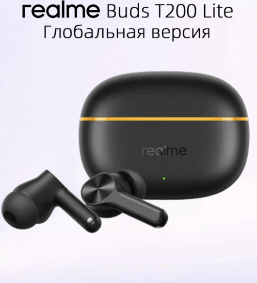 Наушники беспроводные Realme (Оригинал) T200 Lite (RMA2415-A) черный — изображение 2
