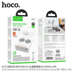 Розетка Hoco AC27, 2*BIT + 1*USB-A + 2*TYPE-C, 2500W, PD 30W